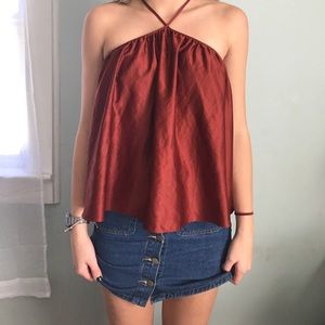 URBAN OUTFITTERS COPPER HALTER TOP